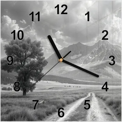 Produktbild von Wanduhr aus Glas mit Motiv Berglandschaft Weg- 30 x 30 cm - inkl. Aufhängesystem