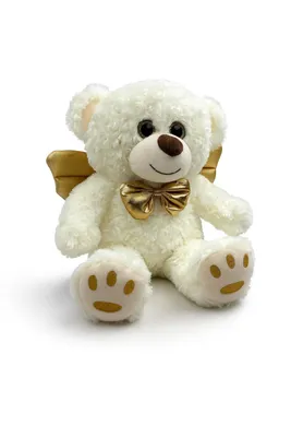 Produktbild von Plüschtier Teddybär 30 cm mit goldenen Flügeln – Weiches Kuscheltier, Stofftier
