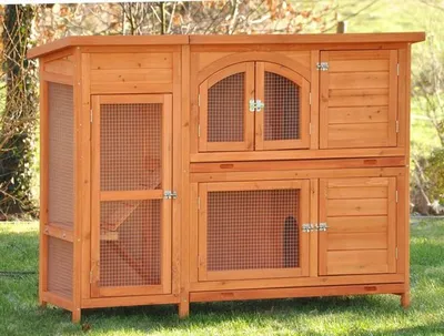 Image de nanook clapier d'extérieur pour lapins XXL clapier pour cochons d'Inde, pour 2 lapins, filet pour volière, résistant aux intempéries, Jumbo 138 x 48 x 109 cm