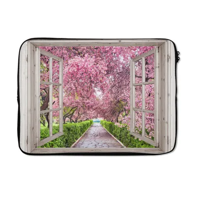 Produktbild von MuchoWow® Laptop Hülle 14 ZollJapanisch - Sakura - Blüte - Baum - Blütenzweige - Durchsichtig Laptoptasche - Laptoptasche - Stoßsicher - Schutzhaube