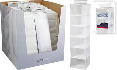 Produktbild von Koopman Schrank Organizer Aufbewahrungskorb 6 Fächer weiß Kunststoff