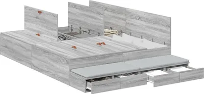 Produktbild von Möbel Stauraumbettgestell Grau Sonoma 135x190 cm - Klassische Betten 3335706