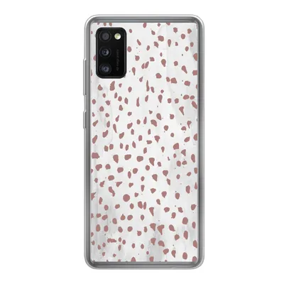 Produktbild von MuchoWow® Handyhülle Schutzhülle Hülle für Samsung Galaxy A41 Polka dots - Braun - Weiß Silikon Softcase Handy Hülle - Mobiltelefon