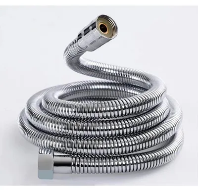 Image de Tuyau de douche de 3 mètres, en acier inoxydable, couleur argent, diamètre 1/2 pouce
