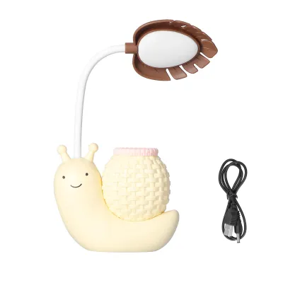 Obrázok produktu pre Stolná LED lampa s držiakom na pero, viacero funkcií, nabíjanie cez USB, roztomilé stolové svetlo pre študentov a deti, žltá farba