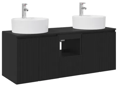 Immagine prodotto di vidaXL Set di 3 armadietti da bagno, colore nero, dimensioni 49,5 x 44,5 x 65 cm