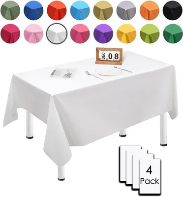 Produktbild von Wasserdichte Tischdecken 137x274cm weiß 4er Pack