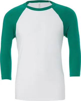 Produktbild von Canvas 3200 | Herren 3 / 4 Sleeve Baseball T-Shirt - Farbe: White/Kelly - Größe: L