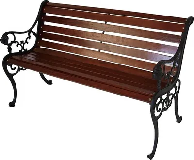 Imagen del producto de Banco de jardín Silecomplaza STRASSBURG, para 2 personas, de hierro fundido y madera de color caoba