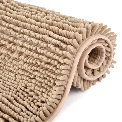Produktbild von Rutschfeste, hochflorige Badematte, 60 x 90 cm, maschinenwaschbar, wasserabsorbierende Badematte für Badewanne, Dusche und Badezimmer.