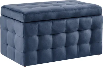 Produktbild von BELIANI Hocker Dunkelblau Samt Rechteckig mit Stauraum Deckel Steppung Modern Sitzbank Bettbank Fußbank Fußhocker Schemel Schlafzimmer Wohnzimmer Flur
