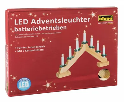 Produktbild von Idena Adventsleuchter 7 LED Kerzenlichter batteriebetrieben natur 40x30cm