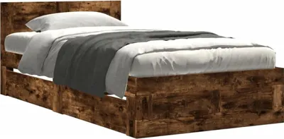 Obrázek produktu pro vidaXL Rám postele s čelem z kouřového dubu 75x190 cm materiál na bázi dřeva