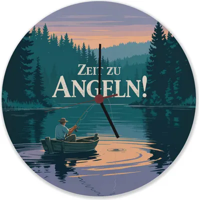 Produktbild von Angler am See - Zeit zu Angeln! Wanduhr aus Alu