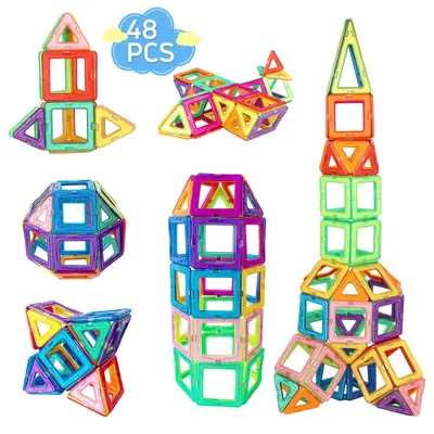 Imagen del producto de Bloques magnéticos, 48 piezas, juguete magnético mini para niños