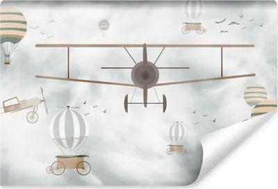 Produktbild von Muralo Vlies Fototapete für Kinder FLUGZEUGE Luftballons Wolken Br. 300cm x Hö. 210cm