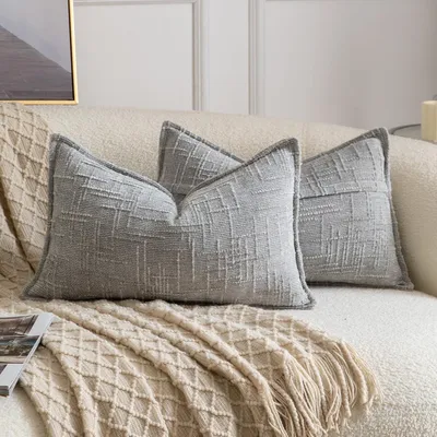 Produktbild von 2er Set Chenille Kissenbezüge Grau 40x80 cm