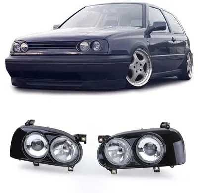Für VW Golf 3 III ab 91-97 DE Doppel Scheinwerfer H1 H3 Schwarz Links + Rechts in der Farbe Schwarz von Carparts-Online GmbH