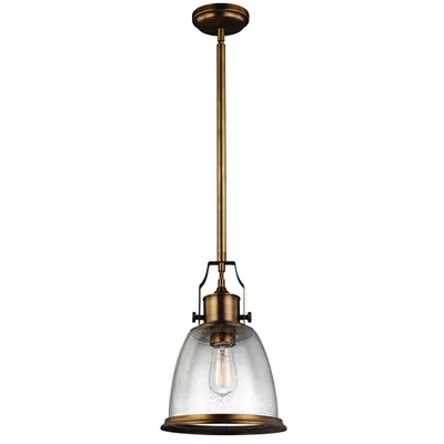 Immagine prodotto di Lampada a sospensione Hobson in ottone invecchiato paralume in vetro 1xE27 60W Feiss