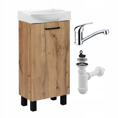 Obrázok produktu pre Stamar | Kúpeľňová skrinka s umývadlovou súpravou, 40 cm, dánsky dub s batériou, dub Craft