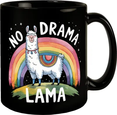 Produktbild von Lama mit Regenbogen - No Drama Lama Tasse