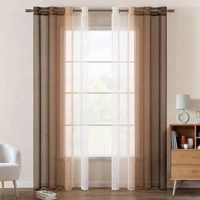 Immagine prodotto di Tende in voile bicolore con anelli forati - Tenda decorativa trasparente e ariosa per la camera da letto - Set di 2 pezzi 140 x 245 cm bianco
