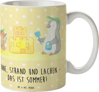 Produktbild von Mr. & Mrs. Panda Tasse Sommerfreude - Gelb Pastell - Geschenk, Sommerferien Abschiedsgeschenk, Gemütlichkeit, Summer Vibes, Strand, Sommergefühle, Kaffeebecher, Natur
