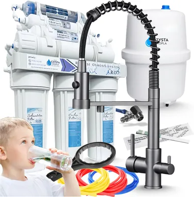 Produktbild von Wasserfilter Set RO7 7-stufige Osmoseanlage mit 3-Wege Küchenarmatur Ari Grafit, Mineralisierung, Jonisierung