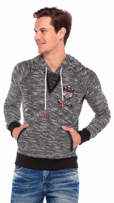 Produktbild von CL362 Herren Kapuzensweatshirt mit Markenaufnäher