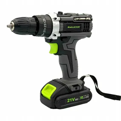 Produktbild von XMaster 3 in 1 Akku-Schlagbohrschrauber, 21V Akkuschrauber, Akku Bohrschrauber Set, Schlagbohrmaschine, mit 2x 2000Ah Akkus, Koffer und viel Zubehör