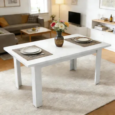Productafbeelding van Eettafel 120 x 70 cm met verborgen opbergruimte, rechthoekig, wit