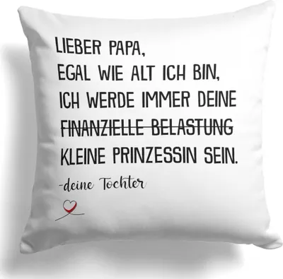 Produktbild von 22Feels Papa Geschenk von Tochter Vater Kissen Vatertag Geburtstag Herrentag Weihnachten Deko Männer Dekoration Spruch Geschenkidee Wohnzimmer Schlafzimmer Couch