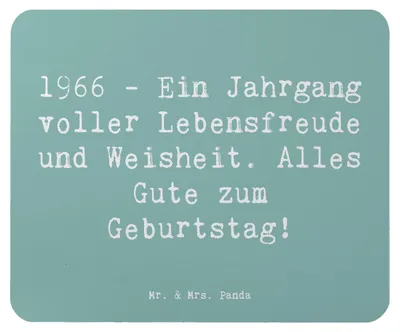 Produktbild von Mr. & Mrs. Panda Mauspad Spruch 1966 Geburtstag - Meeresbrise - Geschenk, besondere Geschenke, Geburtstagsgeschenk, Geburtsjahr, laptop, Jahrgang, Geburtstagsfeier