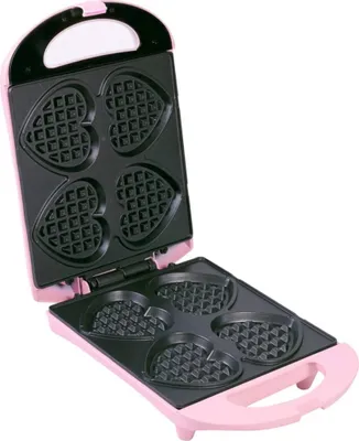 Produktbild von Bestron Waffeleisen für Herzwaffeln am Stiel, Waffelmaker mit Antihaftbeschichtung für Herzform-Waffeln, Retro Design, 780 Watt, Farbe: Rosa