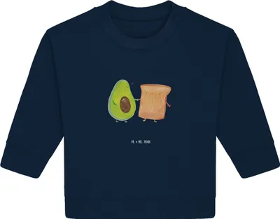 Produktbild von Mr. & Mrs. Panda Organic Baby Pullover Avocado Toast 6. - 12. Monat - French Navy - Geschenk, Toastbrot, Bullover, Liebe, Hochzeitsgeschenk, Freund