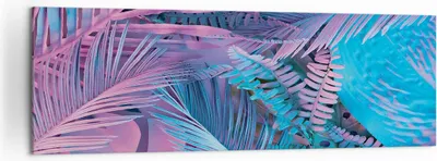 Produktbild von Bild auf Leinwand - Leinwandbild - Einteilig - Blätter Rosa Blau - 160x50cm - Wand Bild - Wanddeko - Wandbilder - Leinwanddruck - Bilder - Wanddekoration - Leinwand bilder - Wandbild - AB160x50-4401