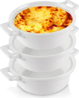 Zdjęcie produktu dla Kokilki Miseczki Porcelanowe Do Zapiekania 3 Szt. Okrągłe Lumarko!
