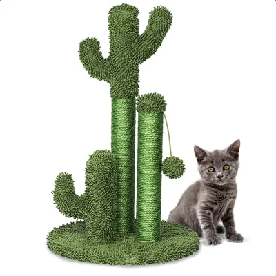Produktbild von Gopets Kratzbaum Cactus - Kaktus mit Seil - Modernes Design - Mit Spielzeug - 33x 52cm - Grun