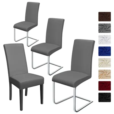 Productafbeelding van Universele Stretch Stoelhoezen - Loodgrijs - Set van 4