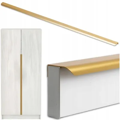 Produktbild von Profilleiste Möbelgriff Hellgold Gebürstet 120 cm – Kantenprofil Küchengriff für Schränke & Schubladen – Minimalistischer Aluminium-Kantengriff inklus