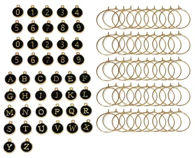 Weinglasanhänger 50 Stück – Buchstaben A-Z & Ziffern 0-9