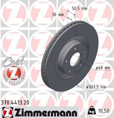 Produktbild von 2x ZIMMERMANN Bremsscheibe 370.4413.20 51mm 10 6kg 328mm