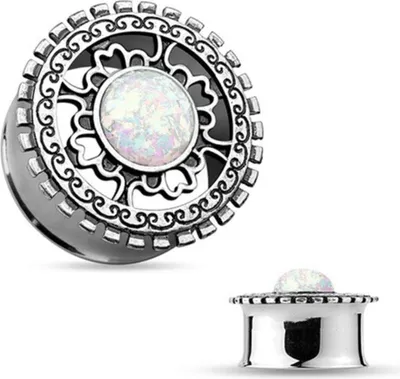 Produktbild von Plug Flesh Ohr Piercing „Opal Glitter“ 05 mm