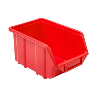 Productafbeelding van 20 x Opbergboxen, stapelbaar. Transparante opbergkasten. Eco Box, kleur rood, 24,5x16x12,6 cm. Sorteerkasten