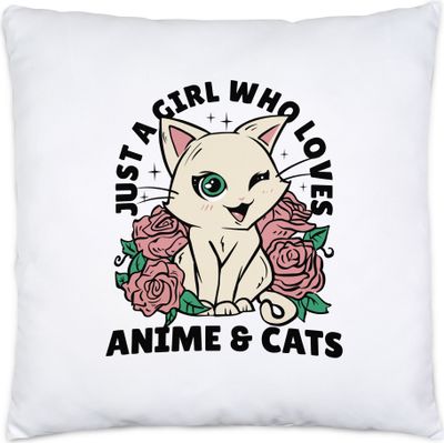 Just A Girl Who Loves Anime & Cats Kissen für Anime Fanatiker von Japanische Zeichentrickfilm Comic Cartoon