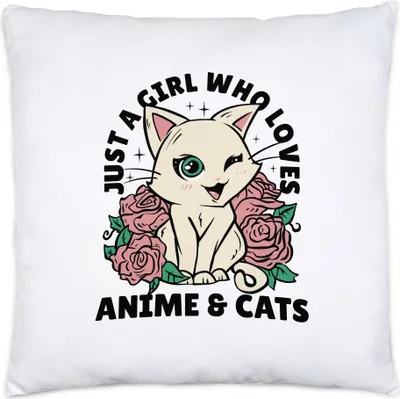 Produktbild von Just A Girl Who Loves Anime & Cats Kissen für Anime Fanatiker von Japanische Zeichentrickfilm Comic Cartoon