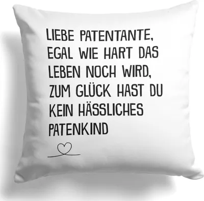 Produktbild von 22Feels Patentante Geschenk Patin Kissen Taufe Dekoration Taufpatin Geburststag Weihnachten Deko Frauen Wohnaccessoire Wohnzimmer Schlafzimmer Couch