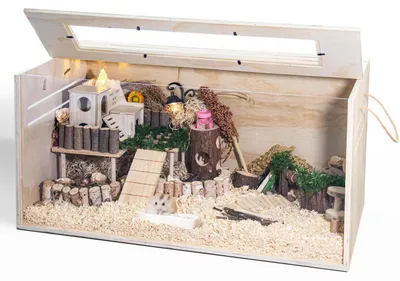 Produktbild von Holz Hamsterkäfig 80 cm Meerschweinchenkäfig für Kleintiere mit Acrylplatten 80x40x40 cm