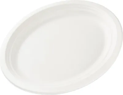 Image de Love Nature Set d'assiettes jetables écologiques Ovale 32 cm 50 pièces - Vaisselle jetable en pulpe de canne à sucre - Assiettes jetables