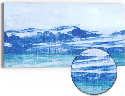 Produktbild von DEQORI Hybrid Leinwand Bild 60x30 cm 'Winterseelandschaft' Wandbild Glas flach modern